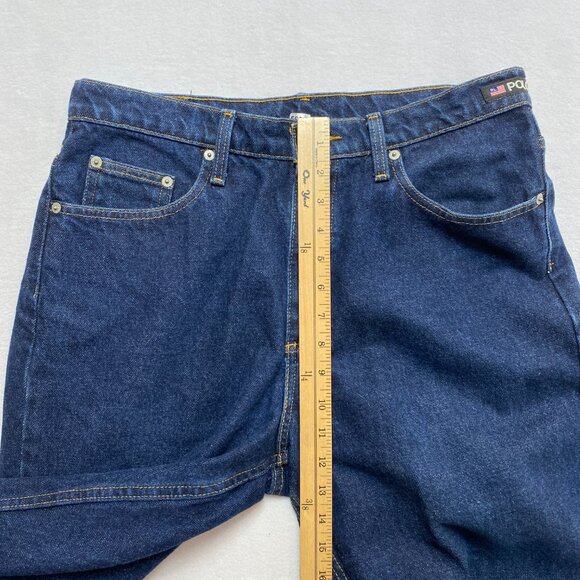 Vintage Polo Jeans Co Men's 30 Blue Denim Pants Loose Fit 90s Y2K - Picture 6 of 10